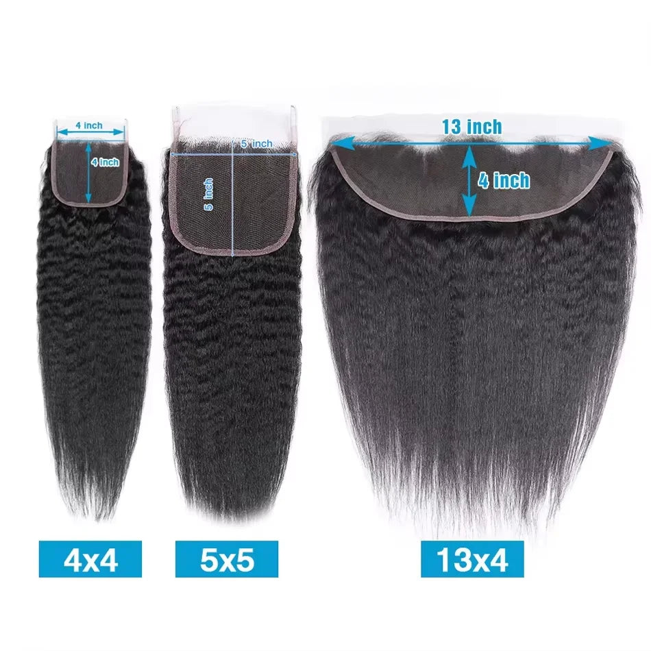 4x4 5x5 13x4 Closure With Bundles Brazilian Kinky Straight Human Hair With Frontal Invisible Melt Skin HD Lace 3 4 Bundle Weave