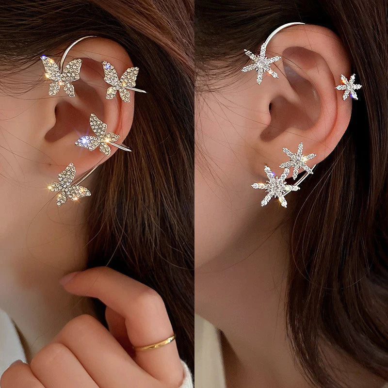 Luxury crystal tassel clip earrings for women, sparkling design by HSF Marketplace