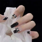 24-piece blush pink glitter diamond cat eye press-on false nails with short coffin full-cover tips