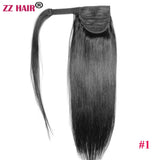 ZZHAIR Remy human hair wrap-around ponytail extensions, straight machine-made clip-in horsetail, 16–28 inches