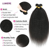 Kinky Yaki Straight Human Hair Bundles With Closure Frontal HD Transparent Brazilian Deep Curly Hair Bundles Deal Hair Extension