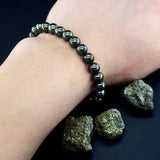 Original Energy Pyrite Beaded Bracelets Men Women Natural Hematite Stone Pyrite Ore Strand Bangle Slimming Health Care Jewelry