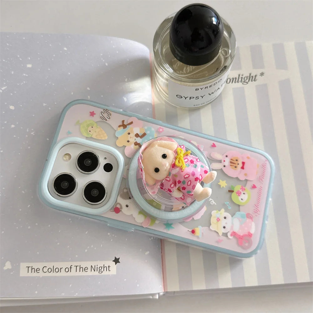 Cute bear rabbit magnetic stand phone case for iPhone 14–16 by HSF Marketplace