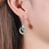 Dangle star and moon earrings in 925 sterling silver with sapphire by HSF Marketplace