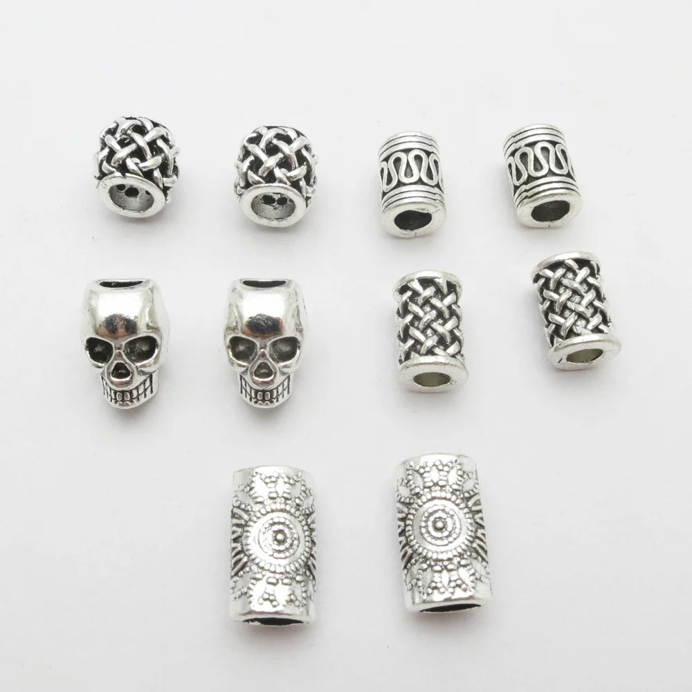 Skull helmet Viking beads for hair braids and dreadlocks, 10-piece set by HSF Marketplace