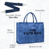 Denim Canvas Tote Bag For Women Large Capacity Color Canvas Bucket Tote Handbags Casual Shoulder Crossbody Bags