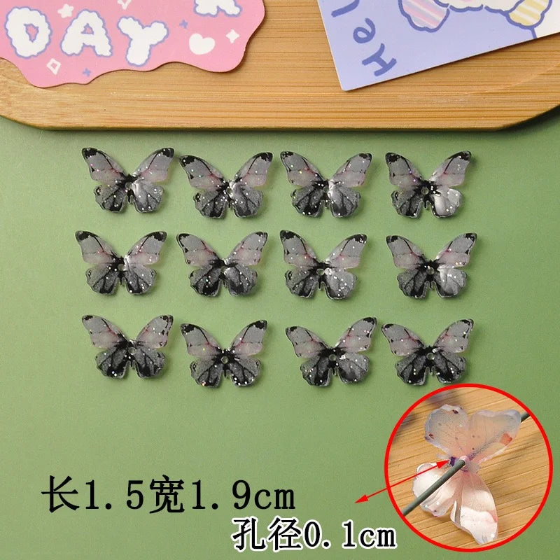 Wholesale 100pcs/lot color pattern print animals cartoon butterfly shape acrylic beads diy jewelry garment hair accessory