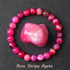 Natural Crystal Stone Bead Bracelet, Gemstone Stretch Jewelry for Women and Men