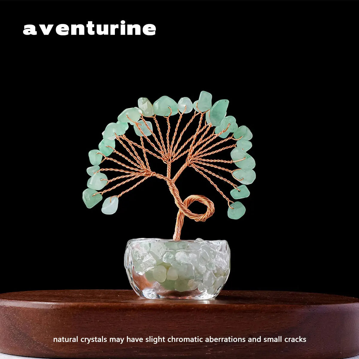 1pc Natural Crystal Lucky Tree Ornament Glass Treasure Pot Base Home Desktop Decoration Crafts Holiday Gift