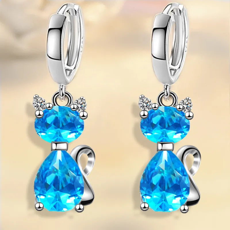 Cute cat hoop earrings with zircon details by HSF Marketplace, shown as trendy women’s jewelry