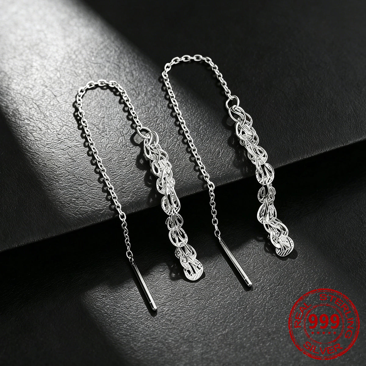Sterling silver dangle drop earrings for women by HSF Marketplace, featuring a trendy, elegant design