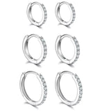 6-piece 925 sterling silver 18k gold plated zirconia huggie hoop earrings set for women by HSF Marketplace
