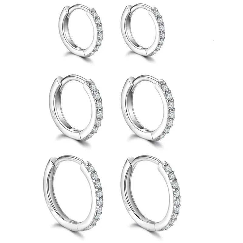 6-piece 925 sterling silver 18k gold plated zirconia huggie hoop earrings set for women by HSF Marketplace