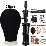 Wig Stand Tripod & Canvas Block Wig Head Adjustable Hairdresser Training Head Stand Set For Wig Display Styling Salon Home Used