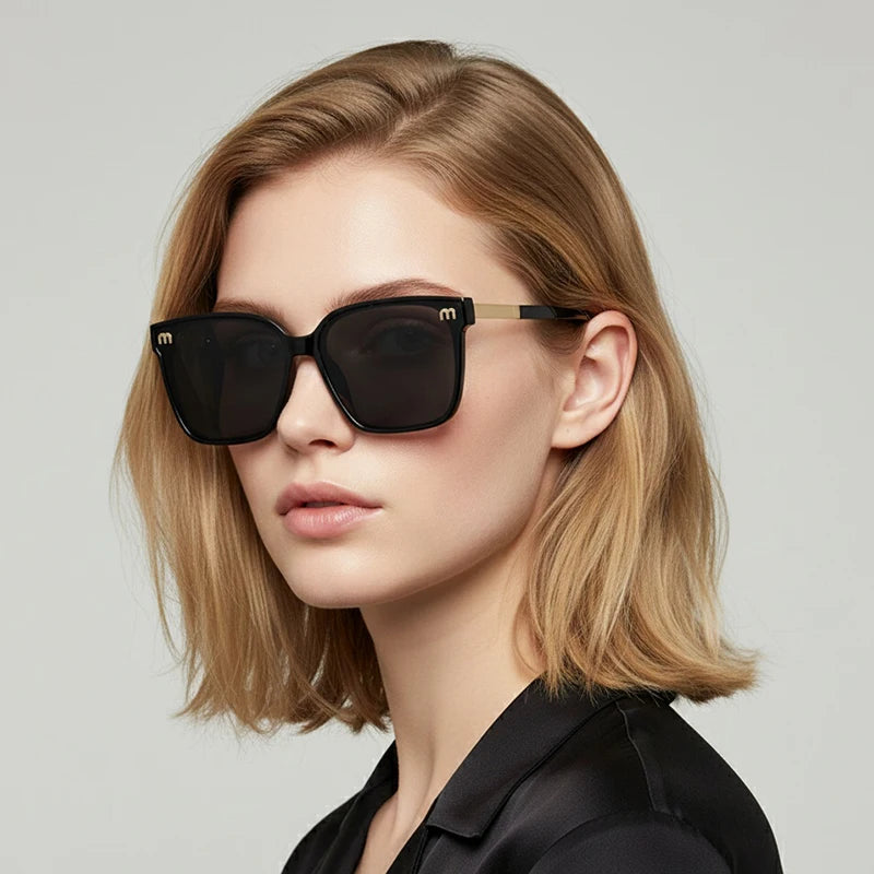 Elegant vintage square sunglasses for women by HSF Marketplace, featuring trendy design with letter accents and stylish frame.