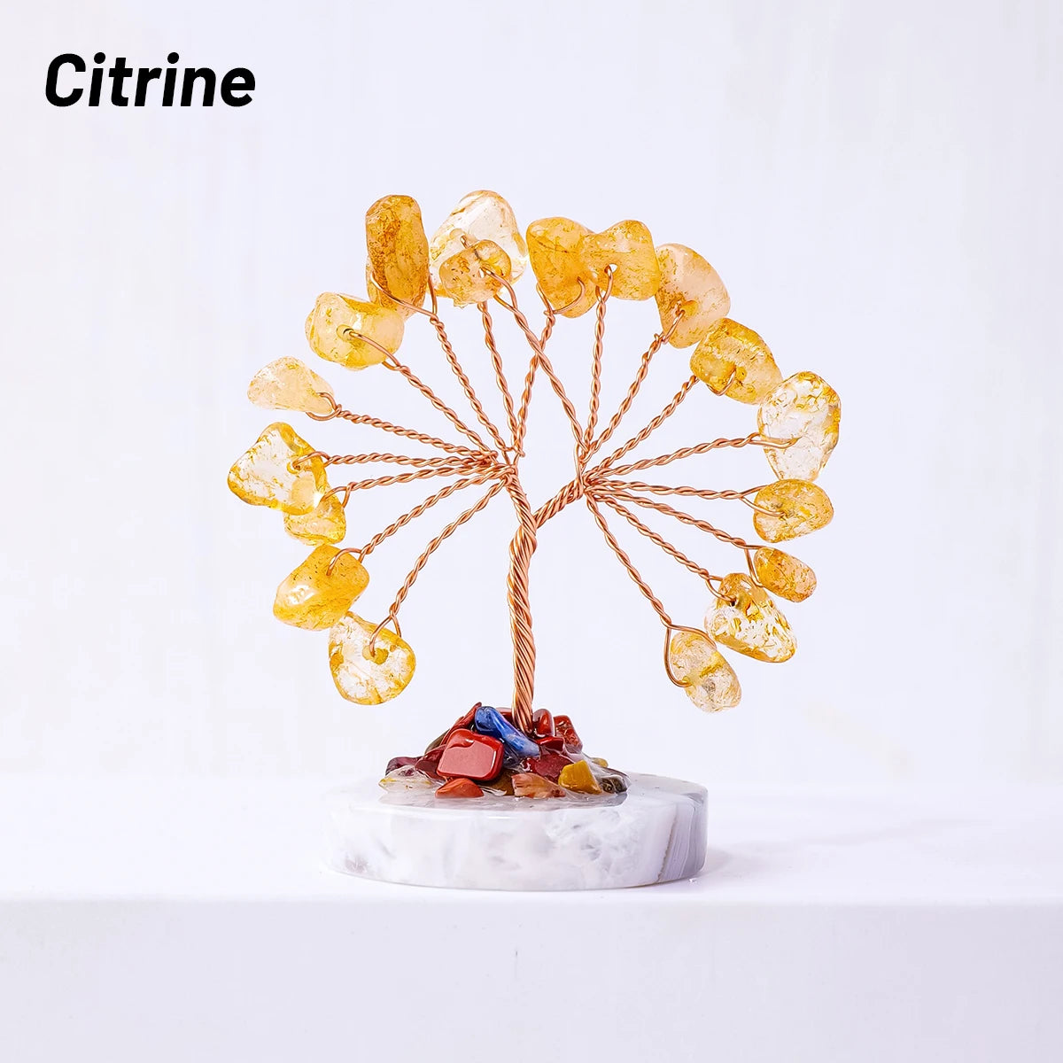 12pcs/box Natural Gemstone Crystal Chakela Lucky Tree With Agate Base Home Office Desk Living Room Crystal Decor Mini Sized Home