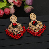 Boho gold heart-shaped flower dangle earrings for women by HSF Marketplace