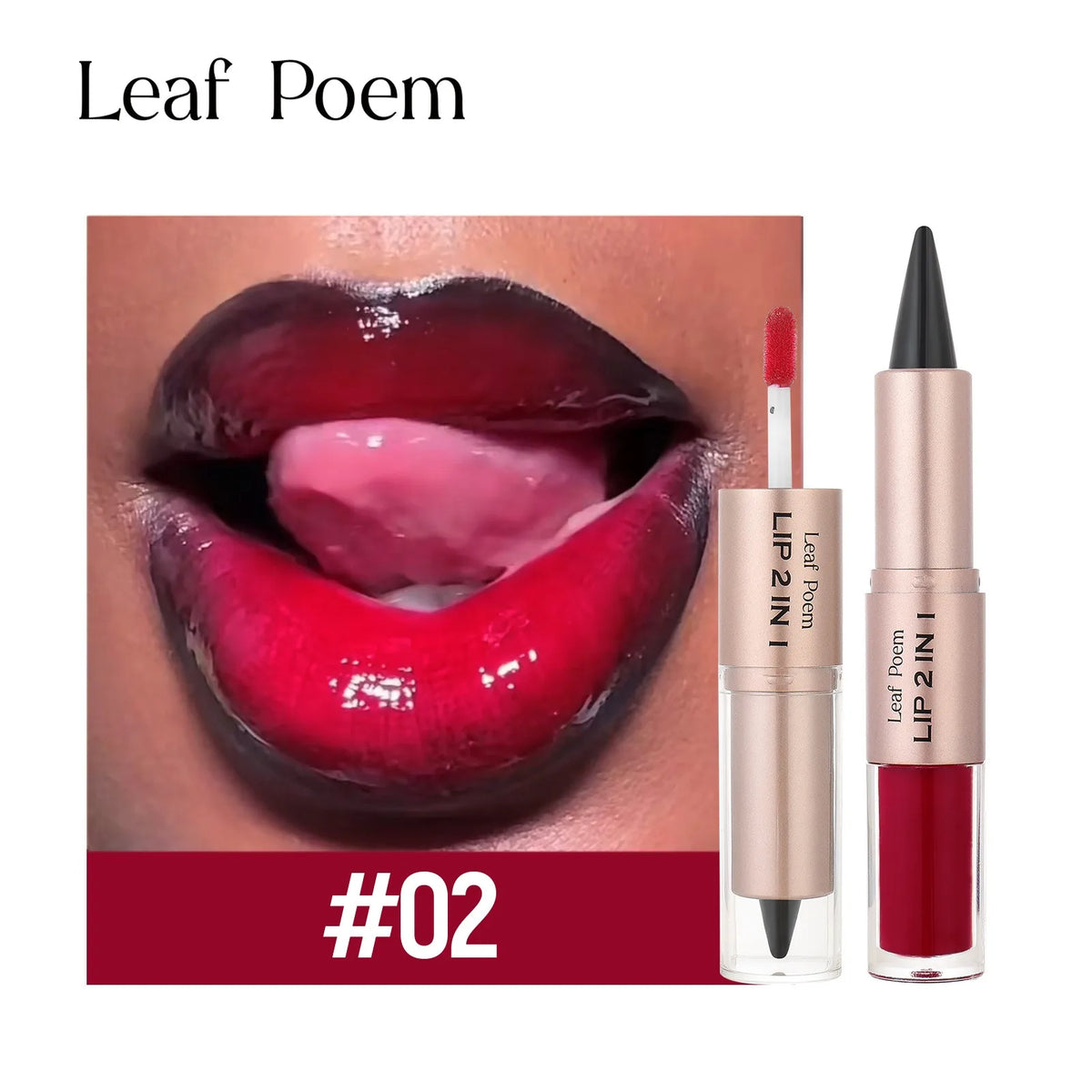 HSF Marketplace 2-in-1 dark plum pink lip makeup with matte lip liner, plumping lip glaze, mirror, and waterproof lip contour.