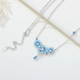 925 sterling silver blue daisy flower pendant necklace for women, jewelry product image
