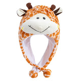 Women's plush 3D animal style decorative winter hat with funny mischievous couple cap design