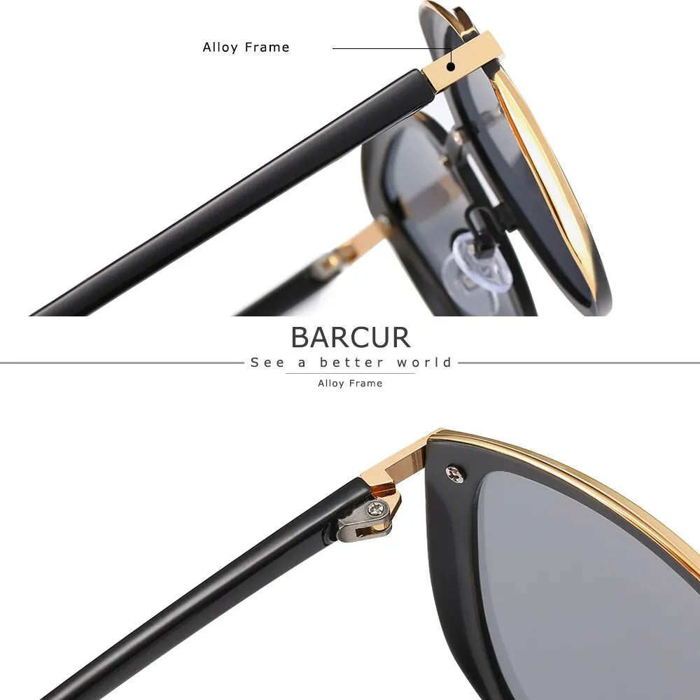 HSF Marketplace BARCUR Style polarized round sunglasses for women with UV protection, featuring a stylish catmore design and eyewear accessory.