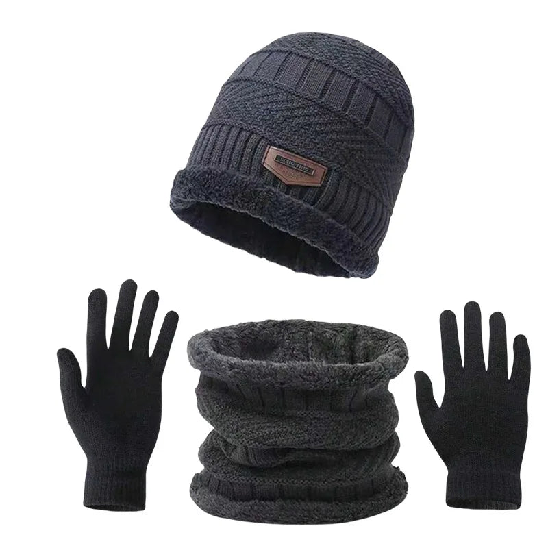 Men's winter hat, scarf and gloves set by HSF Marketplace for cold weather comfort