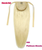 Chocola 16-18 inch Brazilian Remy human hair ribbon ponytail clip-in, 60g, straight style