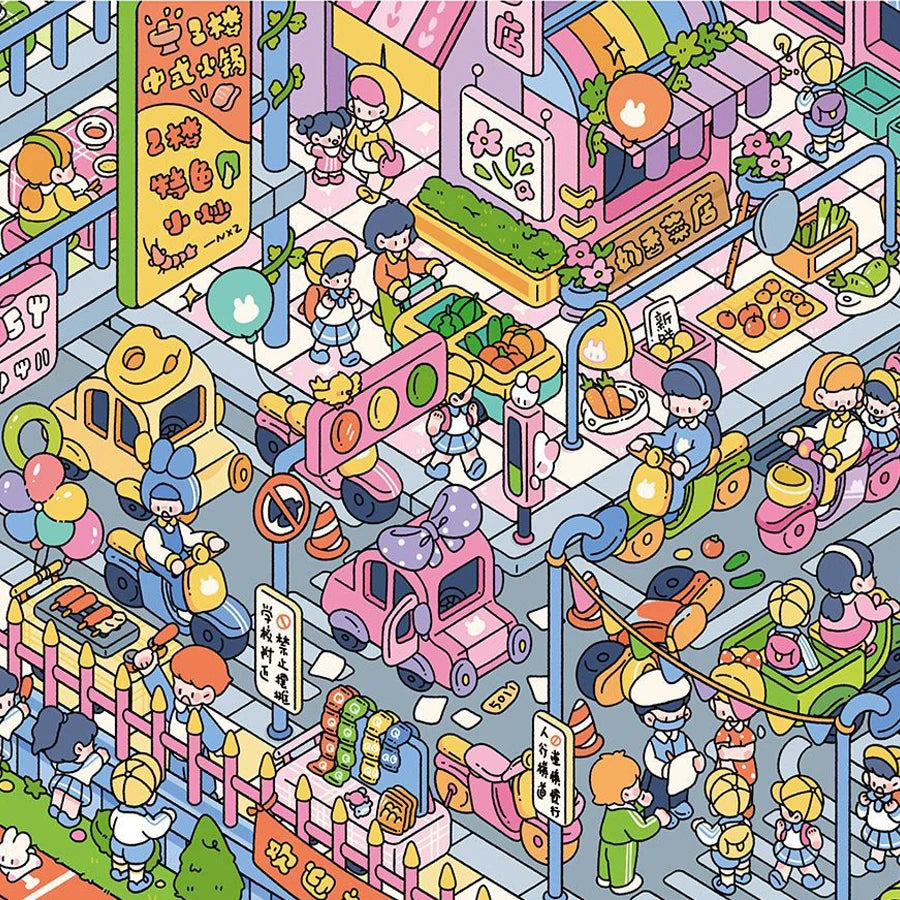 Kawaii 3D city scenery stickers for DIY decor and gifts by HSF Marketplace