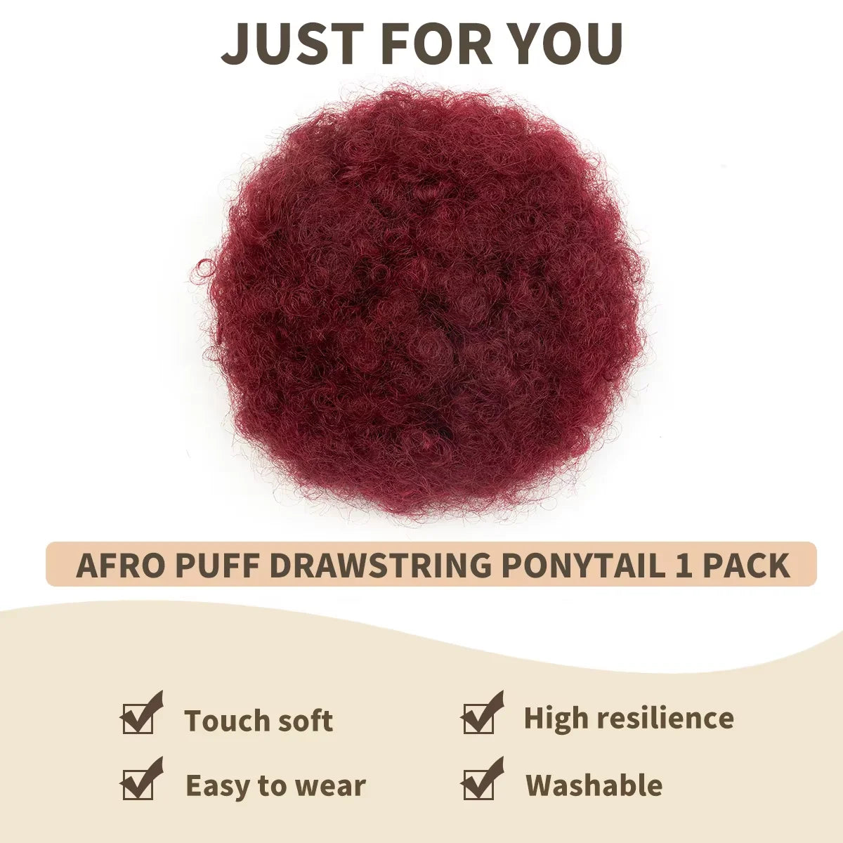 Kinky curly human hair afro puff ponytail drawstring bun hairpiece for Black women; HSF Marketplace