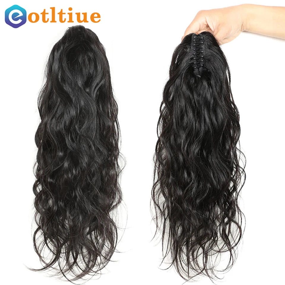 HSF Marketplace human hair body wave drawstring ponytail hairpiece, 8–26 inch natural-looking tail extension