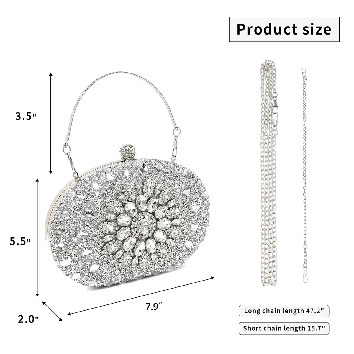 Sparkly rhinestone clutch purse for women, luxury handbag with evening bag style, ideal for formal events and special occasions.