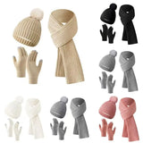 Warm knitted plush winter gloves, hat and scarf set by HSF Marketplace