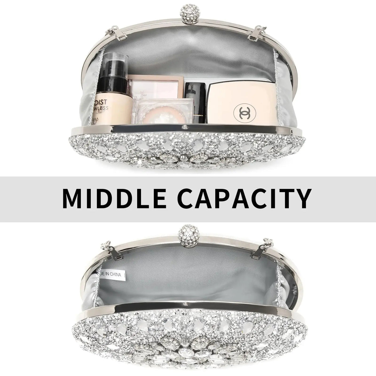Sparkly women's rhinestone clutch purse with luxurious design, perfect for evening events, by HSF Marketplace.