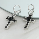 Silver star, opal heart hoop earrings for women, cute Y2K punk daily wear jewelry