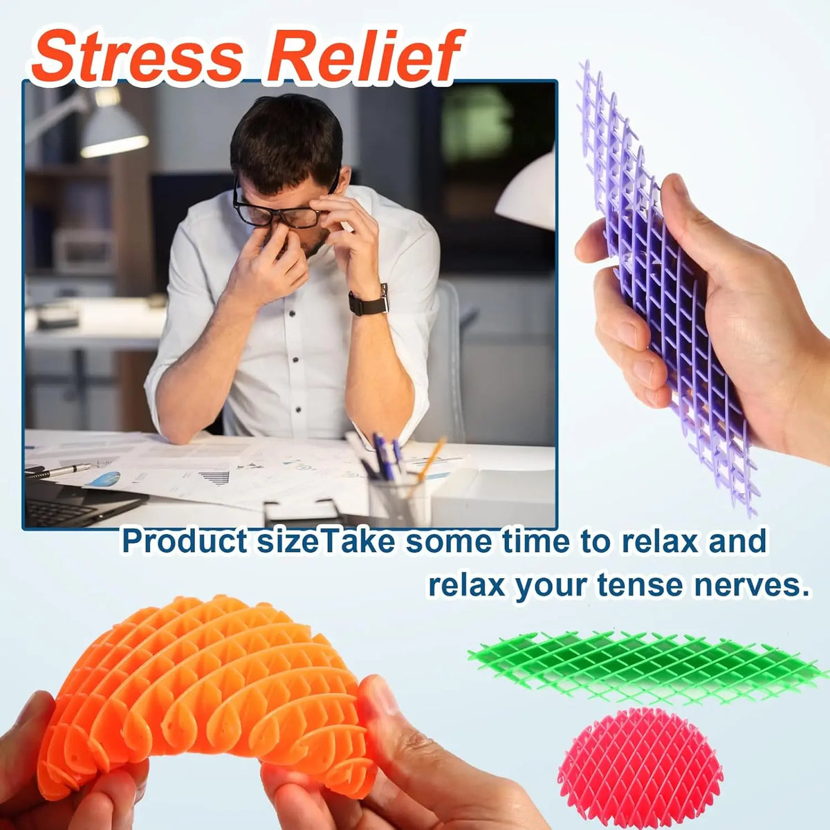 Fidget Worm Toy Stretchable Elastic Mesh Stress Relief Toys for Kids&Adults 3D Telescopic Decompression Sensory Toys Party Gifts