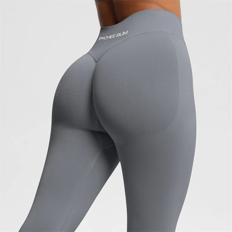 Women’s seamless bum shaping leggings with ribbed waistband and scrunch butt detail for yoga and workouts