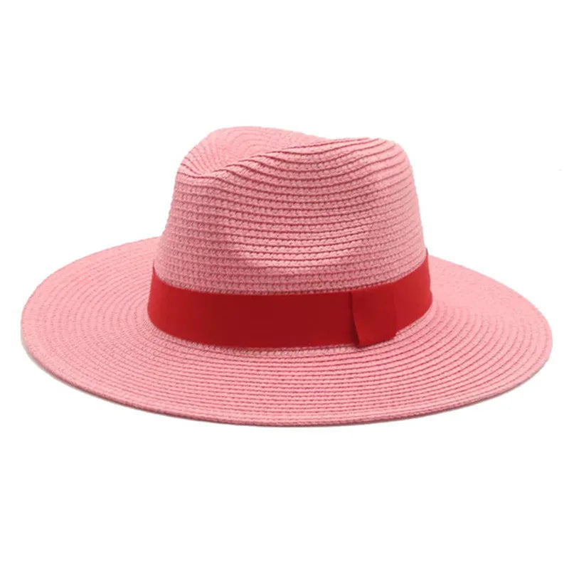 Women's black ribbon Panama straw hat for spring and summer sun protection by HSF Marketplace
