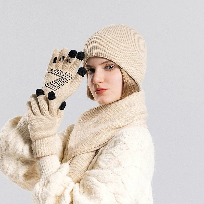 HAIRSOFLY winter hat, gloves, and scarf set for men and women in coordinated cold-weather accessories