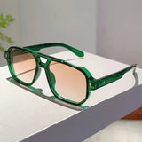 Vintage double bridges square sunglasses with rivets, ocean lenses, UV400 protection, stylish women's eyewear, perfect for travel.