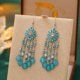 Bohemian water drop tassel earrings for women, vintage dangle jewelry by HSF Marketplace