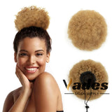 Curly human hair afro kinky puff drawstring ponytail high bun hair piece, 4-8 inch updo extension