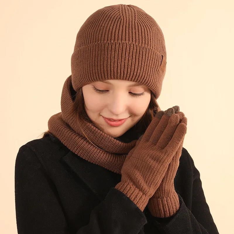 Women’s winter scarf hat glove set by HSF Marketplace with warm plush lining