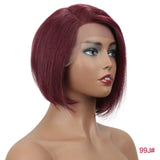 Straight bob human hair wig with lace front, short Rebecca style, Brazilian human hair, natural look, by HSF Marketplace.