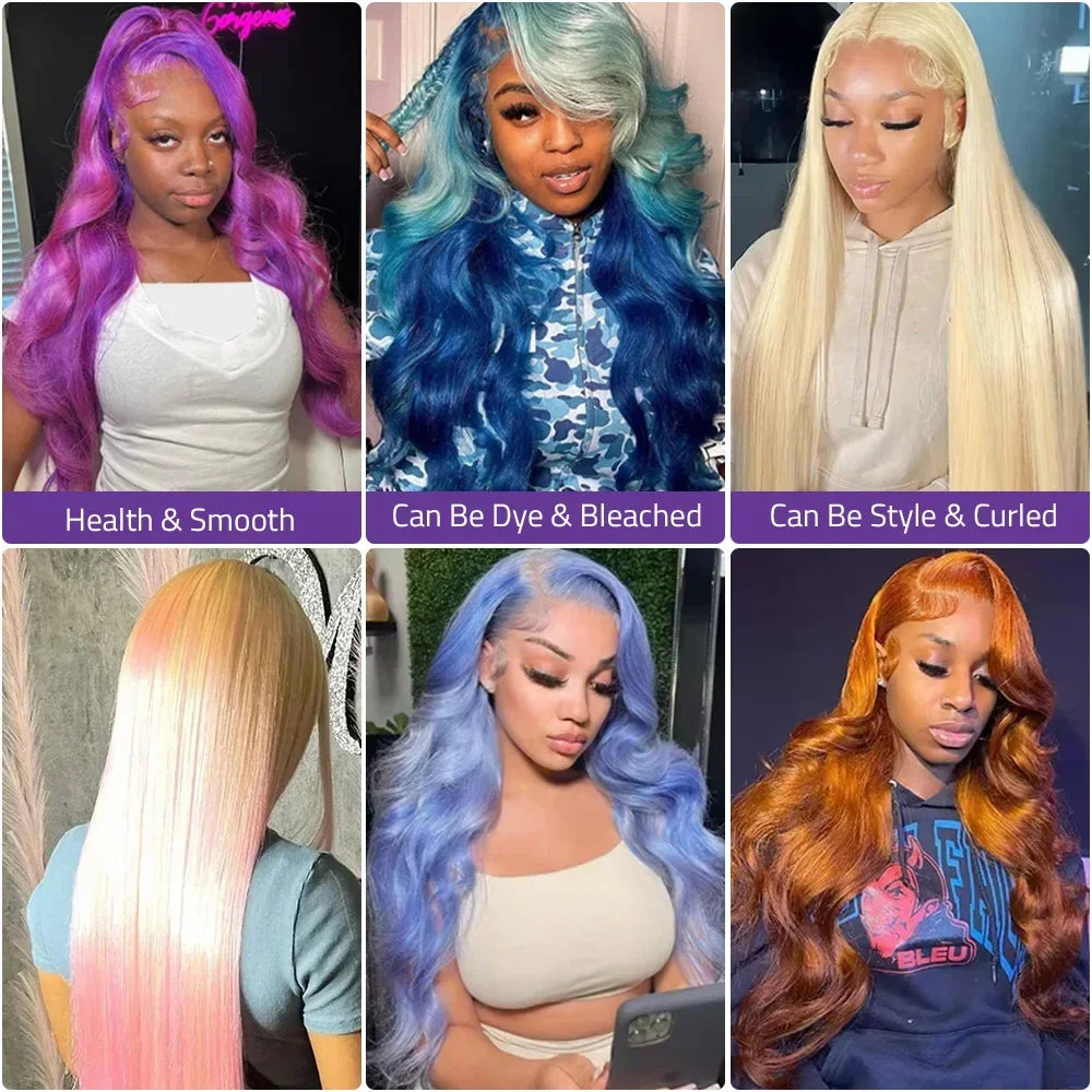 613 blonde body wave 13x6 HD lace frontal human hair wig, 38–40 inches with honey-colored lace closure