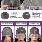 250 density 30 inch straight Brazilian human hair 13x4 HD lace front wig in black, 5x5 glueless closure style