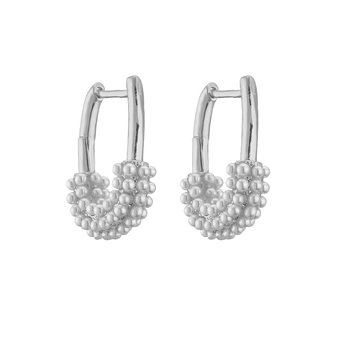 Elegant pearl hoop earrings for women with simple CZ detailing by HSF Marketplace