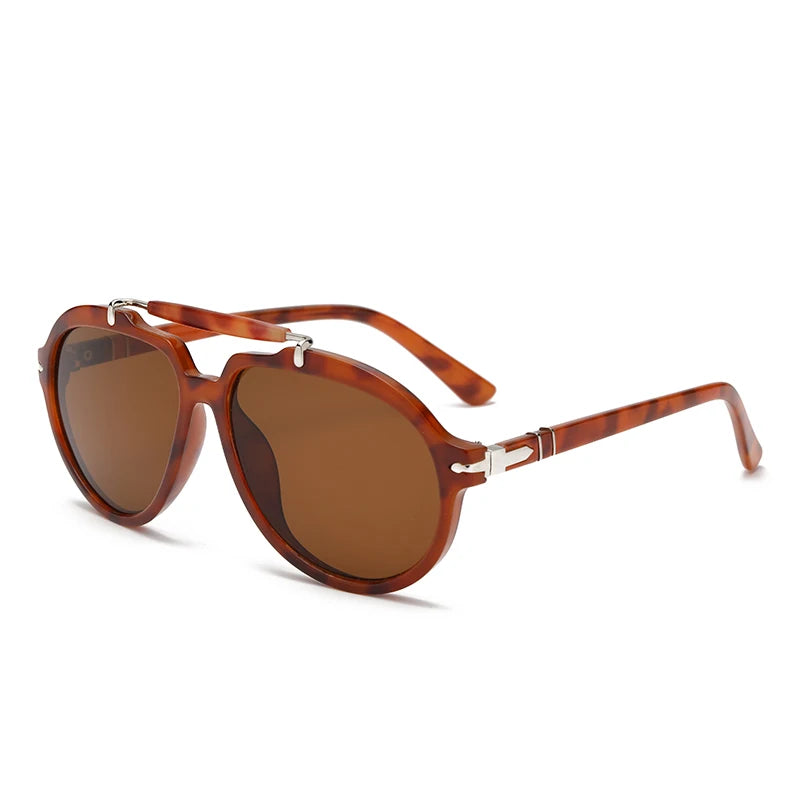 Large frame pilot sunglasses by Retro Brand Design Sense, UV400 protection, stylish women's fashion accessory.