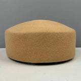 Women's wool felt beret hat with vintage hard concave top, pillbox fascinator style for weddings and cocktail parties