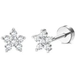 Drperfect 1Pair Flat Back Earrings for Women Surgical Steel Earrings for Sensitive Ears Hoop Stud Cartilage Tragus Piercings