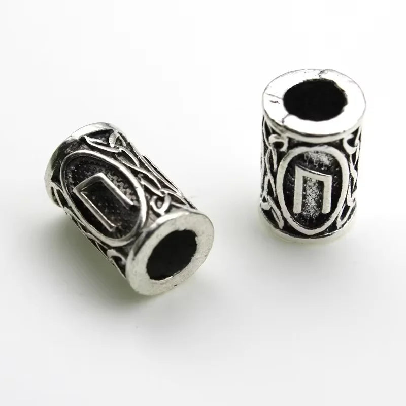 10Pcs/Lot Viking Rune Beads Alloy Tube Spacer Beads Hair Braid Beard Dreadlock Beads Knife Beads Pendant for DIY Jewelry Making